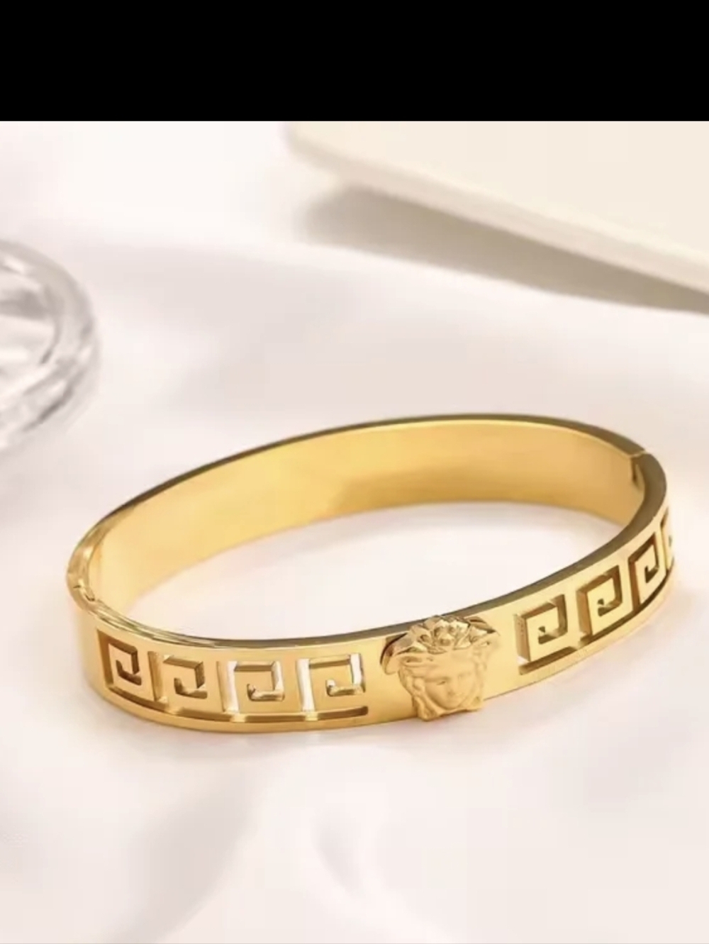 18K Gold Plated Medusa Greek Design Bangle Bracelet